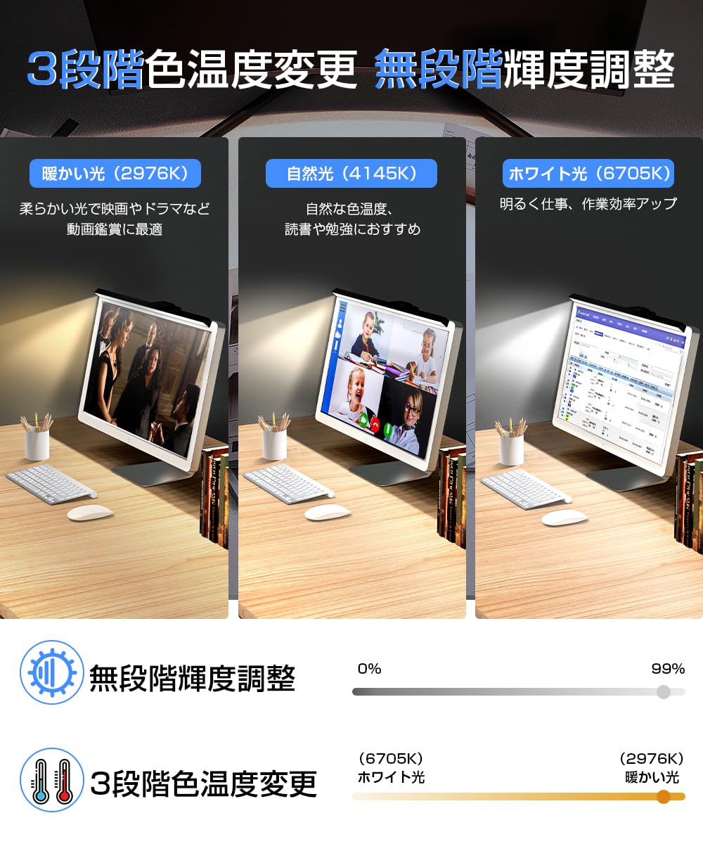 モニターライト50cm USBライト デスクライト モニター掛け式ライト モニターライト LED PCライト ノートPC用ライト デスクライト